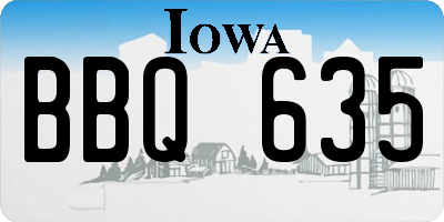 IA license plate BBQ635