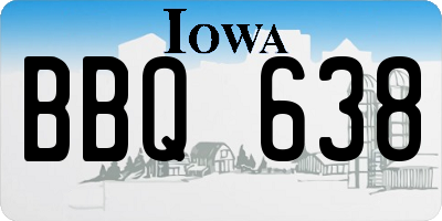 IA license plate BBQ638
