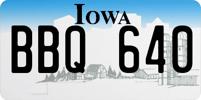IA license plate BBQ640