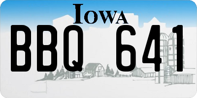 IA license plate BBQ641