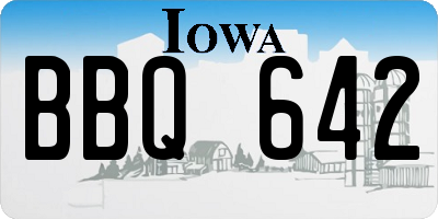 IA license plate BBQ642