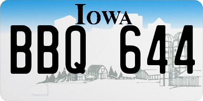 IA license plate BBQ644