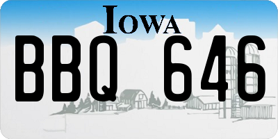 IA license plate BBQ646