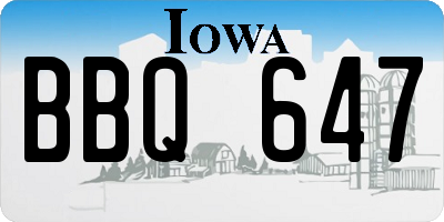 IA license plate BBQ647