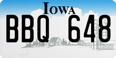 IA license plate BBQ648