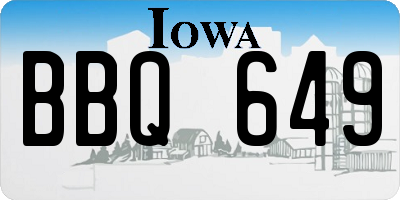 IA license plate BBQ649