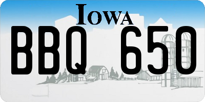 IA license plate BBQ650