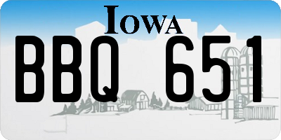 IA license plate BBQ651