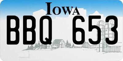 IA license plate BBQ653