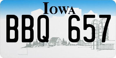 IA license plate BBQ657