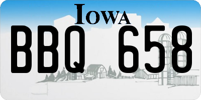 IA license plate BBQ658