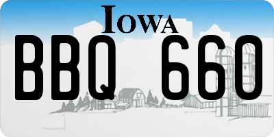 IA license plate BBQ660