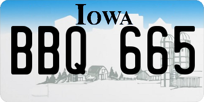 IA license plate BBQ665