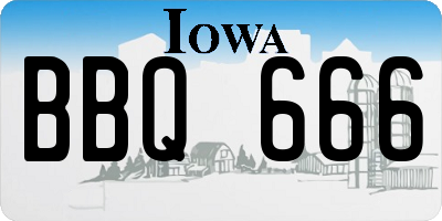 IA license plate BBQ666