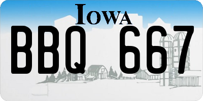 IA license plate BBQ667