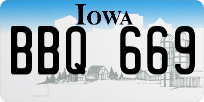 IA license plate BBQ669