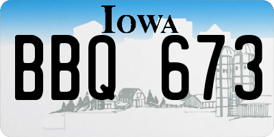 IA license plate BBQ673