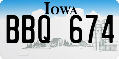 IA license plate BBQ674