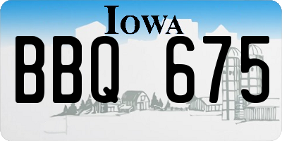 IA license plate BBQ675