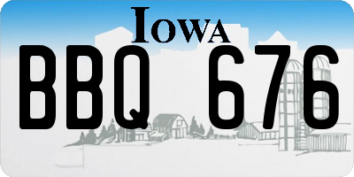 IA license plate BBQ676