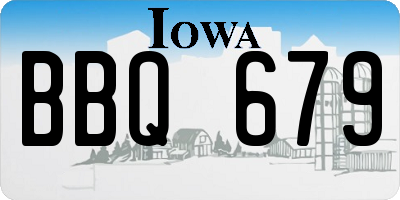 IA license plate BBQ679