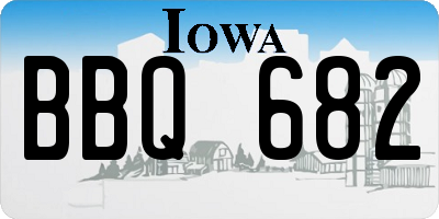 IA license plate BBQ682