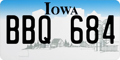 IA license plate BBQ684