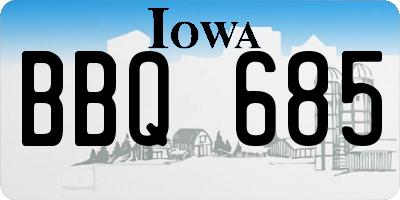 IA license plate BBQ685