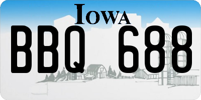 IA license plate BBQ688