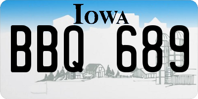 IA license plate BBQ689