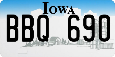 IA license plate BBQ690