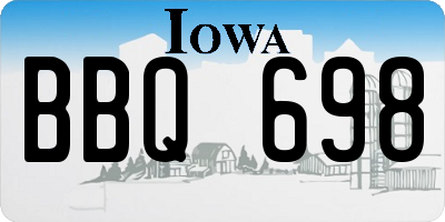 IA license plate BBQ698