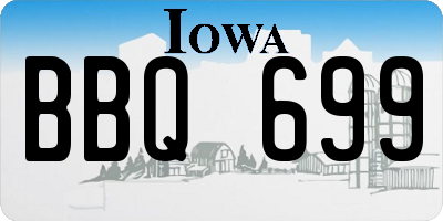 IA license plate BBQ699