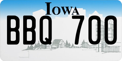 IA license plate BBQ700