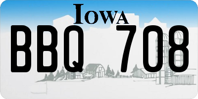 IA license plate BBQ708