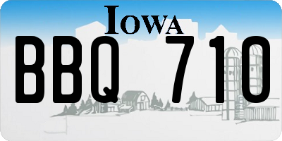 IA license plate BBQ710
