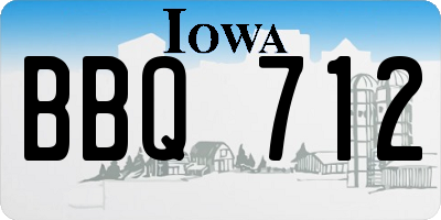 IA license plate BBQ712