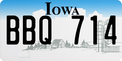 IA license plate BBQ714