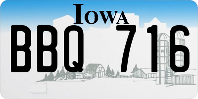 IA license plate BBQ716