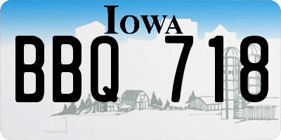 IA license plate BBQ718