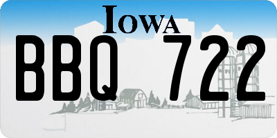IA license plate BBQ722