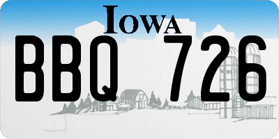 IA license plate BBQ726