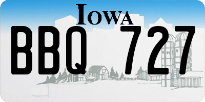 IA license plate BBQ727
