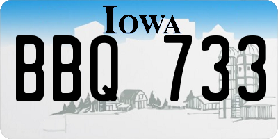 IA license plate BBQ733