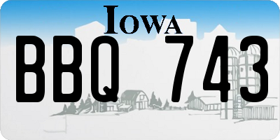 IA license plate BBQ743