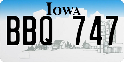 IA license plate BBQ747