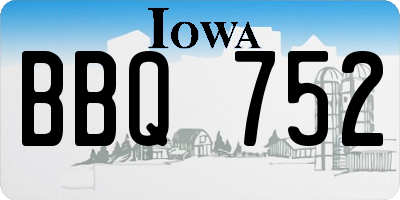 IA license plate BBQ752