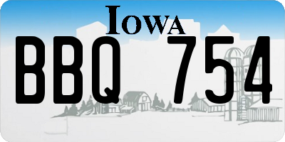 IA license plate BBQ754