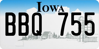 IA license plate BBQ755