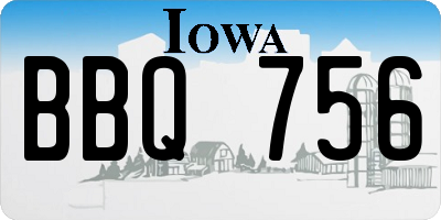 IA license plate BBQ756